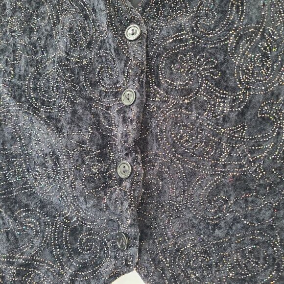 Vintage Saddle River Sportswear Vest Size L Sparkle Studded Bead Velvet Paisley - Picture 6 of 10